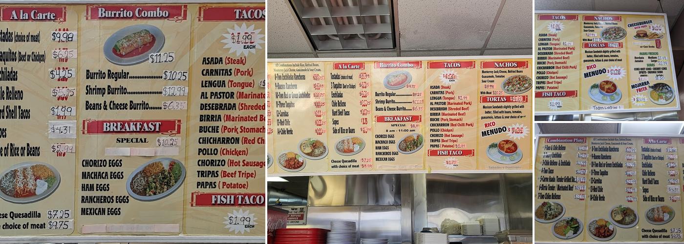 Rosarito Menu