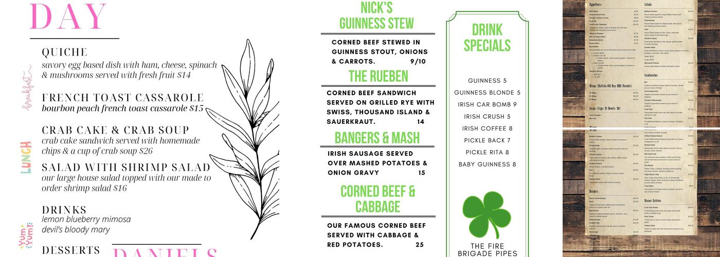 Daniels Restaurant Menu
