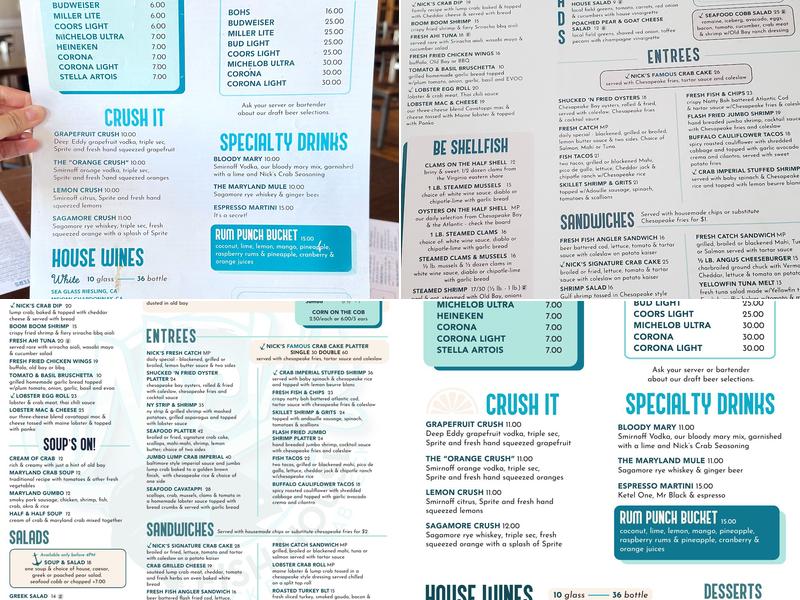 Nick's Fish House Menu