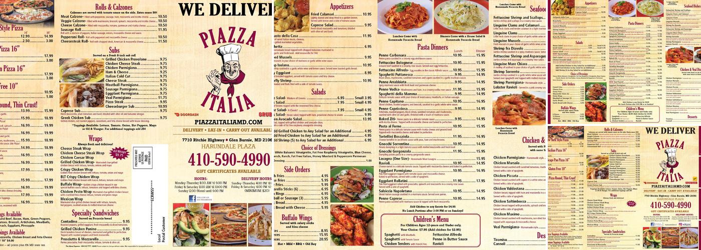 Piazza Italia (pizza) Menu