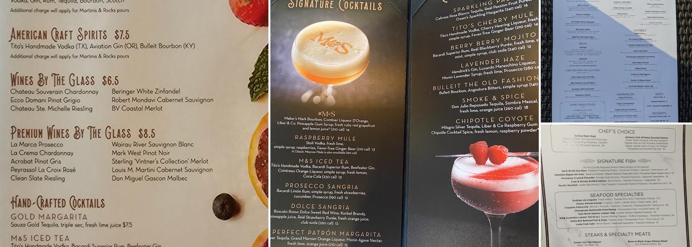 McCormick & Schmick's Seafood & Steaks Menu