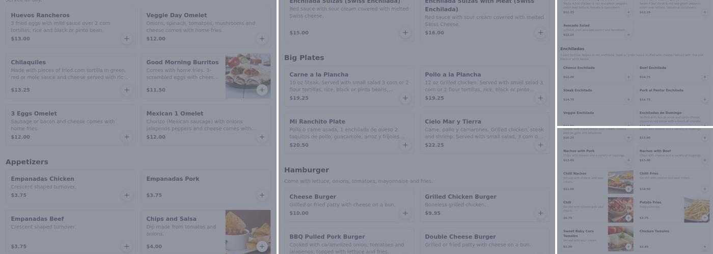 Mi Ranchito Tex Mex Menu