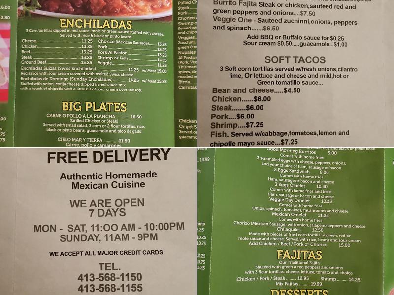 Mi Ranchito Tex Mex Menu