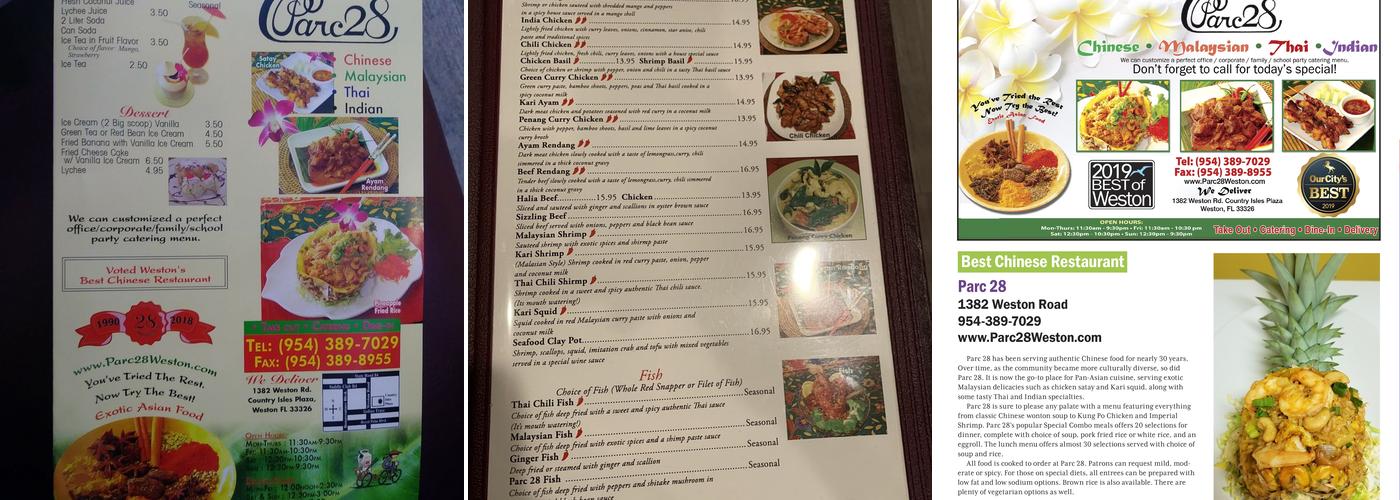 Parc 28 Menu