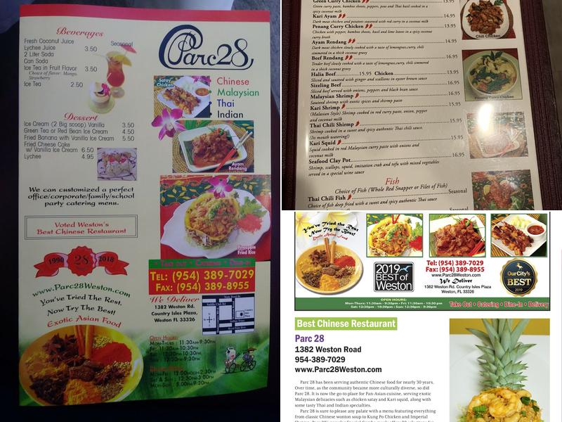 Parc 28 Menu