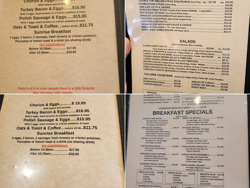 Chef's Coffee Shop Menu