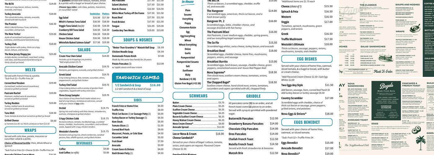 Mitch’s Westside Bagels Menu