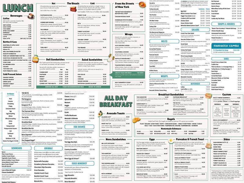 Mitch’s Westside Bagels Menu