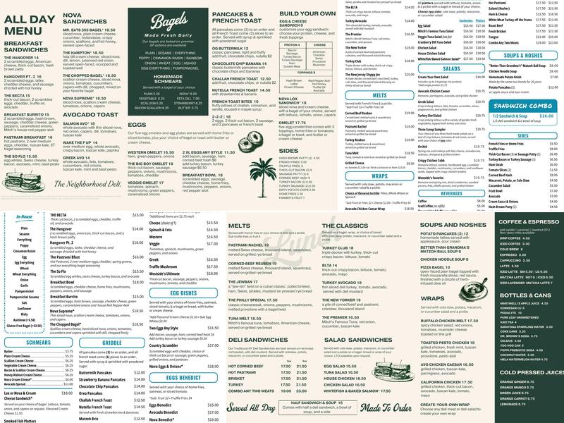 Mitch’s Westside Bagels Menu
