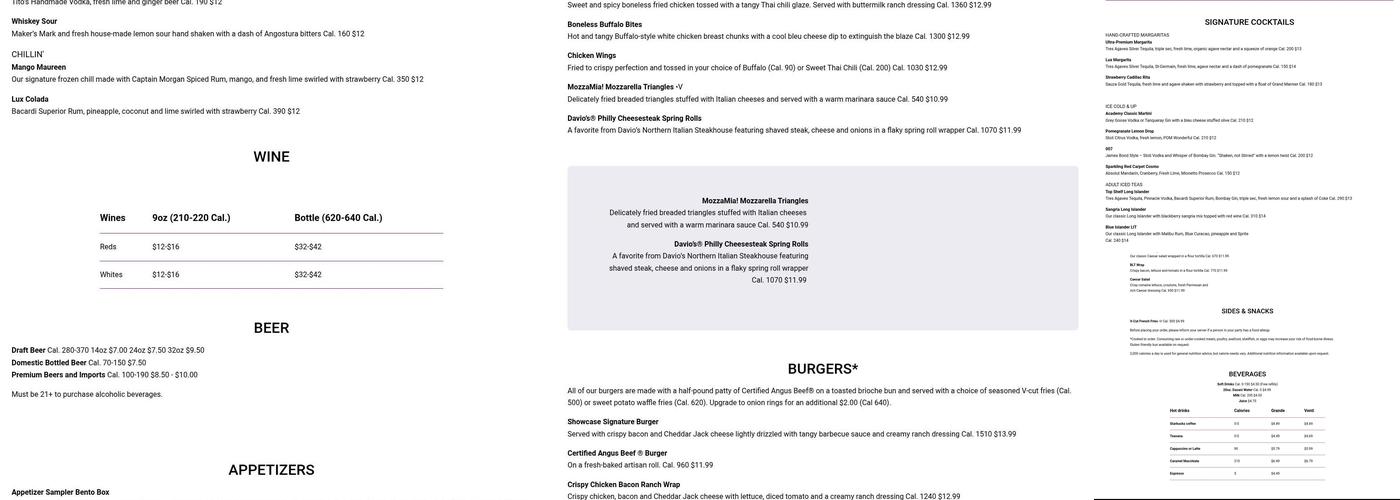 Chatters Bar & Grill Menu