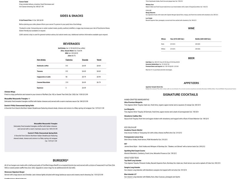 Chatters Bar & Grill Menu
