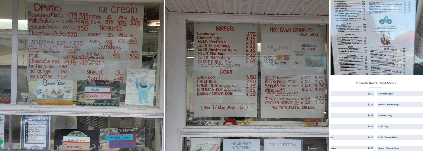 Rick's Parkside Drive-In Restaurant Menu