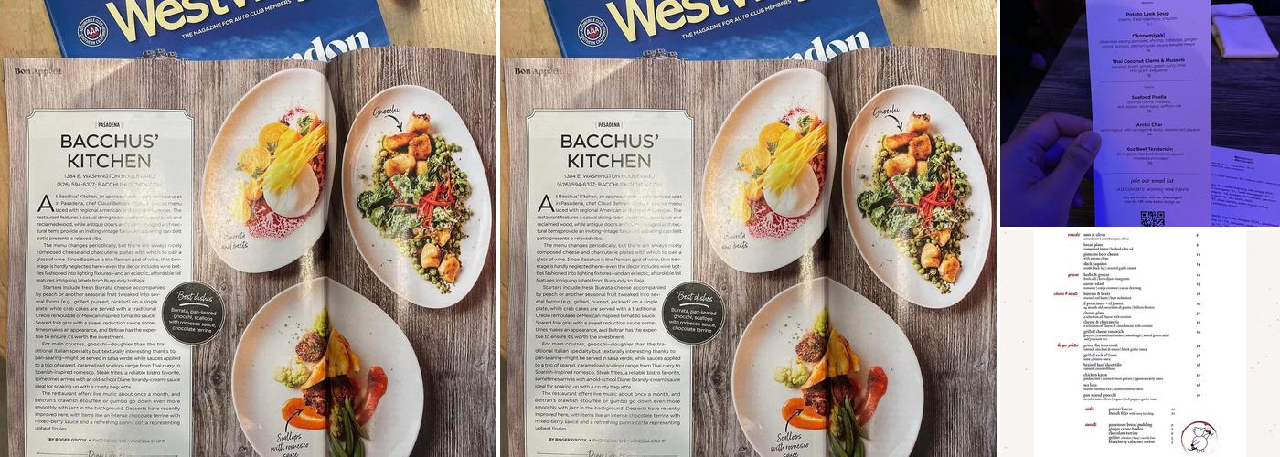 Bacchus' Kitchen Menu