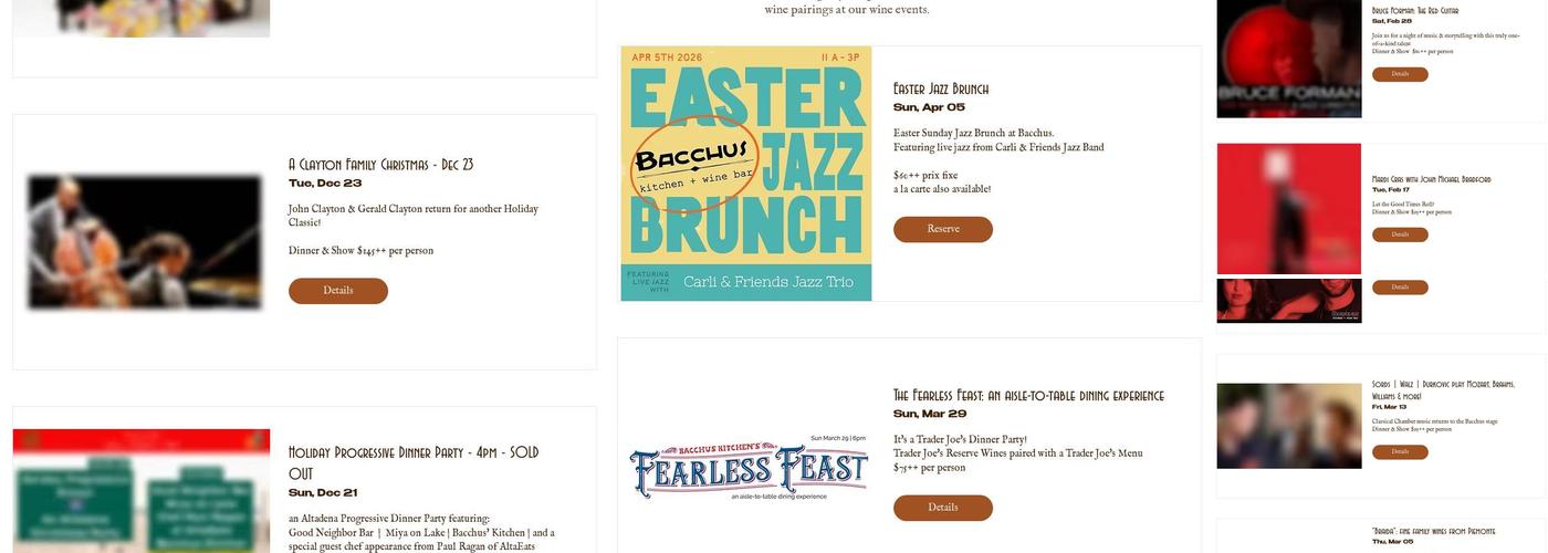 Bacchus' Kitchen Menu