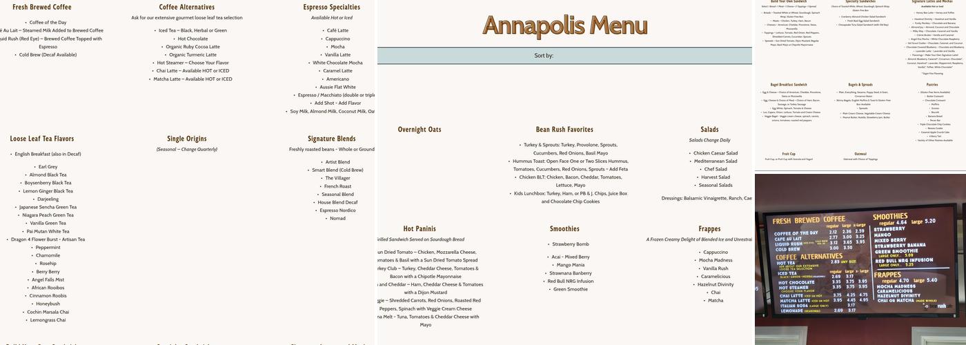 Bean Rush Café Menu