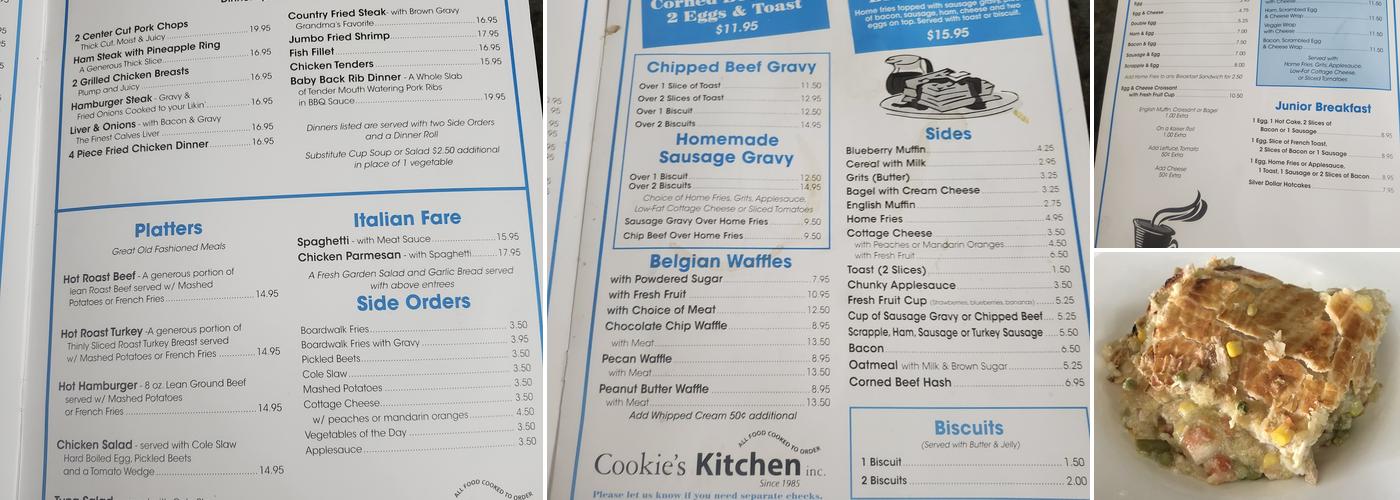 Cookie's Kitchen Menu