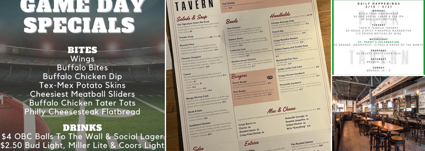 Park Tavern Menu