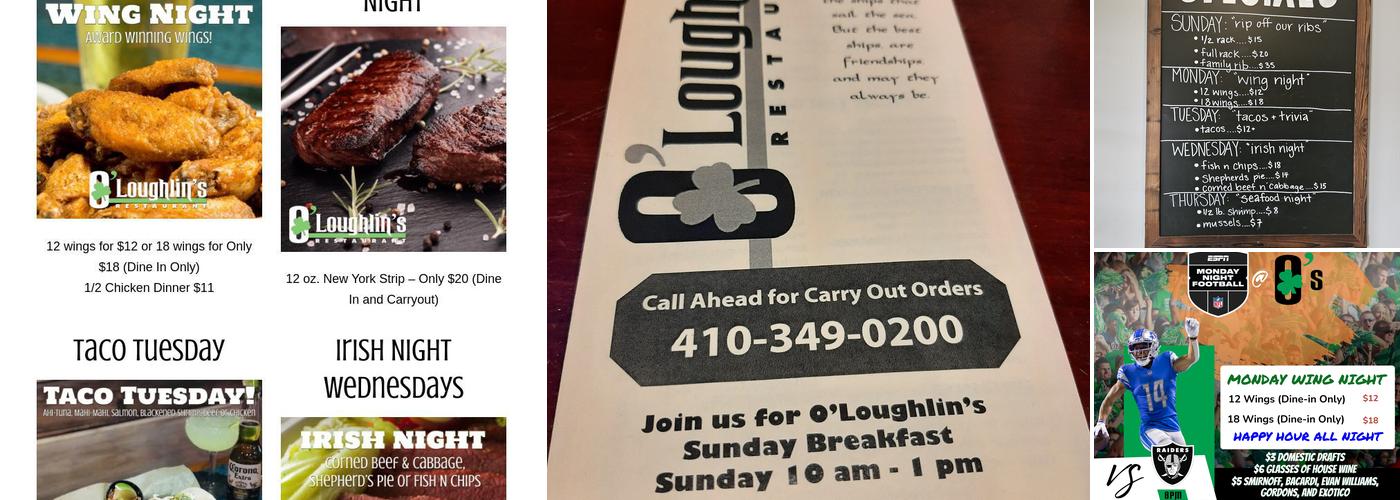 O'Loughlin's Restaurant Menu