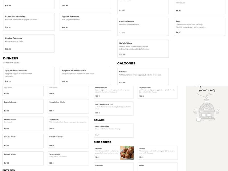 Henry's Pizzeria Menu