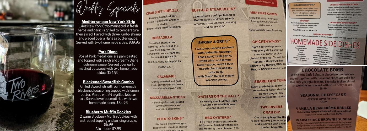 Two Rivers Steak & Fish House Menu