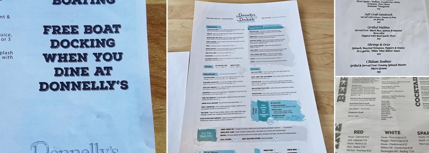 Donnelly's Dockside Menu