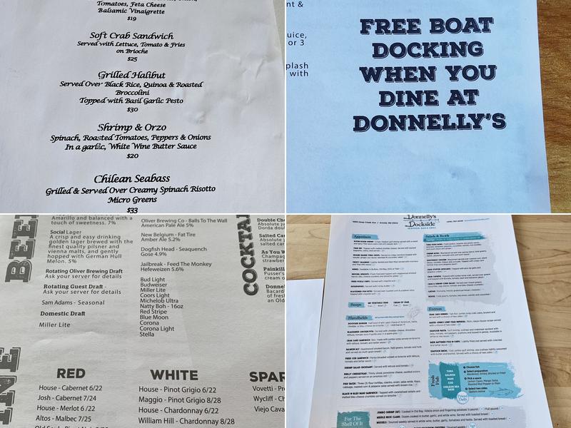Donnelly's Dockside Menu