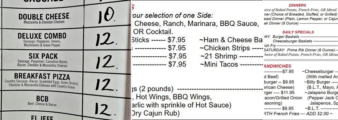 Bil-Mar's Supper Club Menu