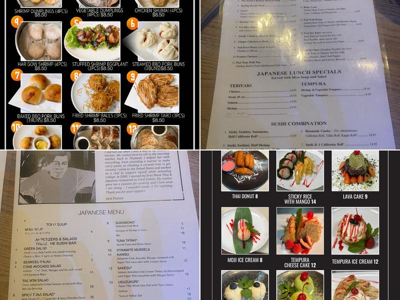 Moon Thai & Japanese Menu