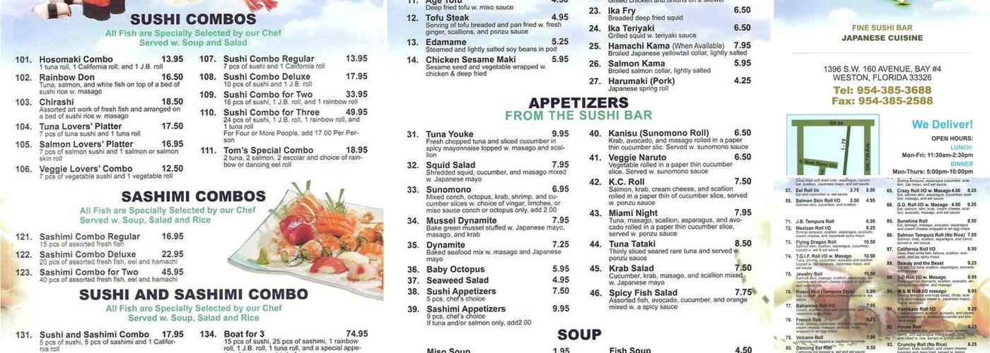 Sushi Tom Menu