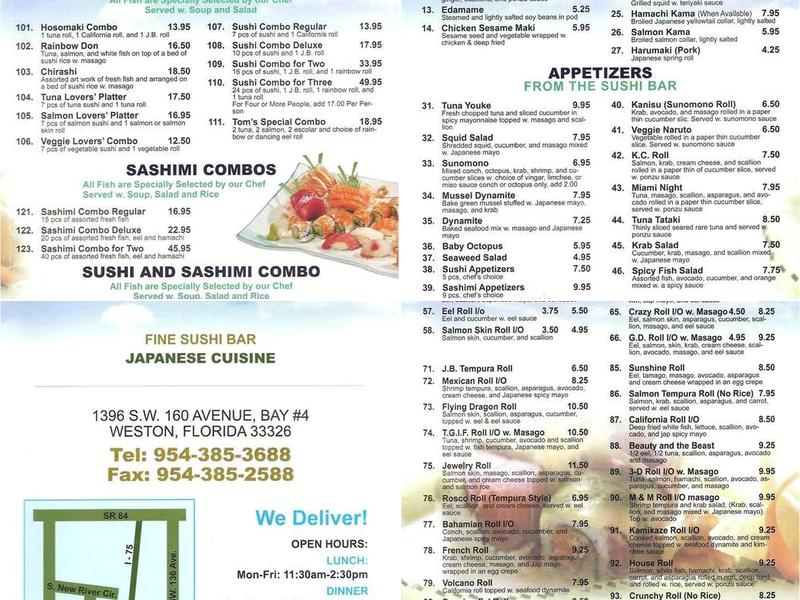 Sushi Tom Menu