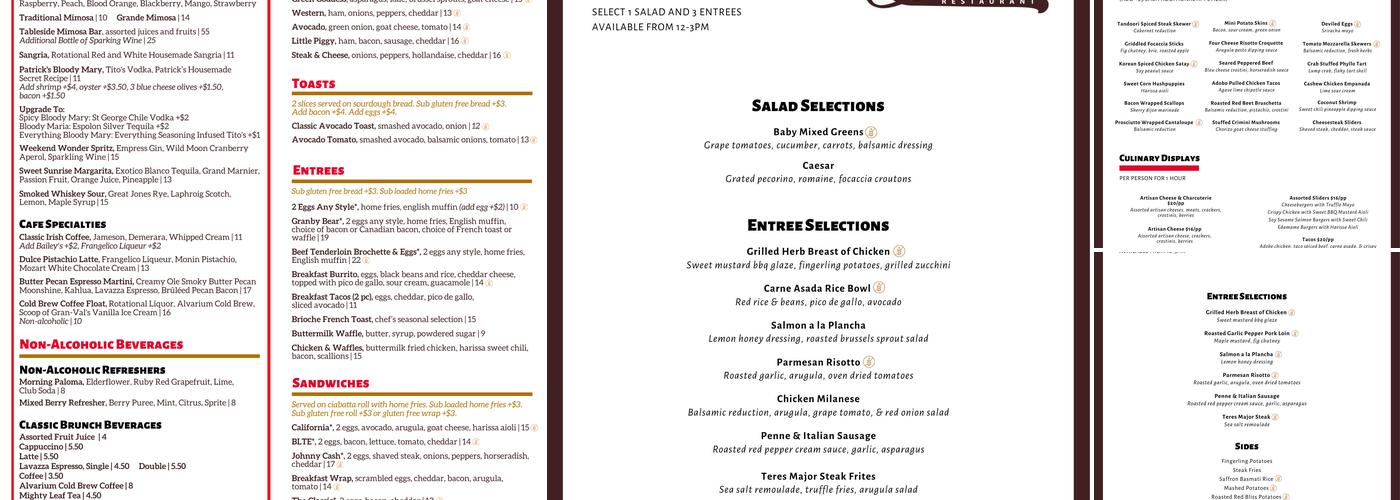 @ The Barn Restaurant Menu