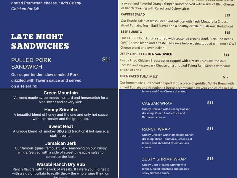 Old Well Tavern Menu