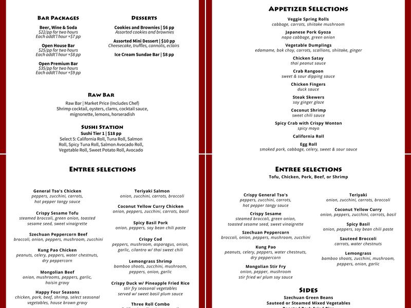 Table 570 Asian Fusion Menu