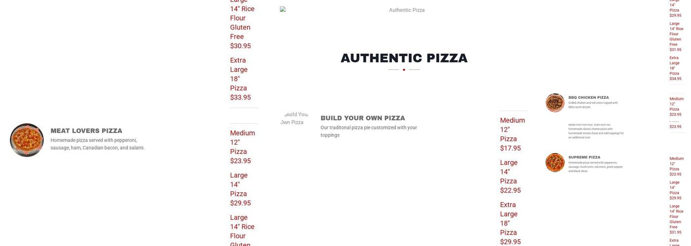 NoHo Pizza Menu