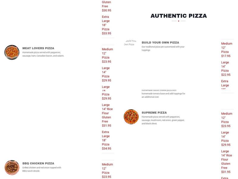 NoHo Pizza Menu