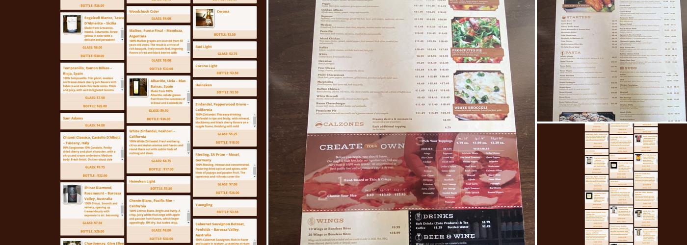 Broadway Pizza Bar Menu