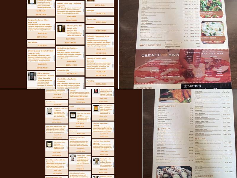 Broadway Pizza Bar Menu