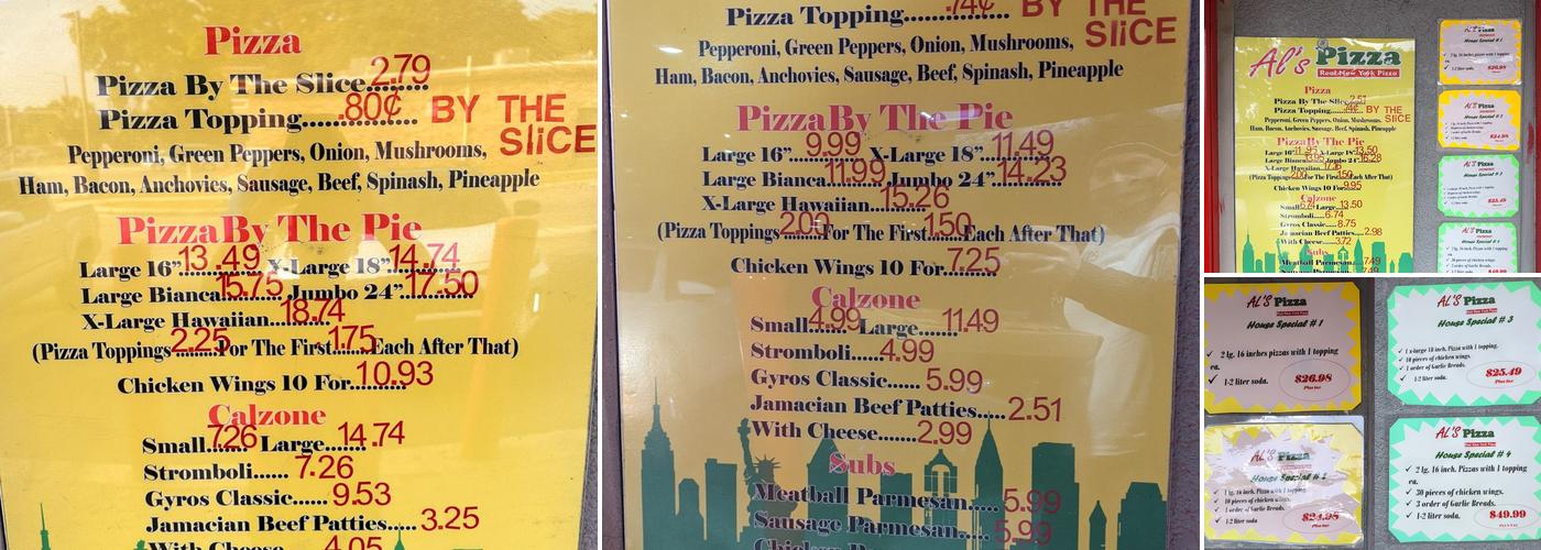 Al's Pizza Menu