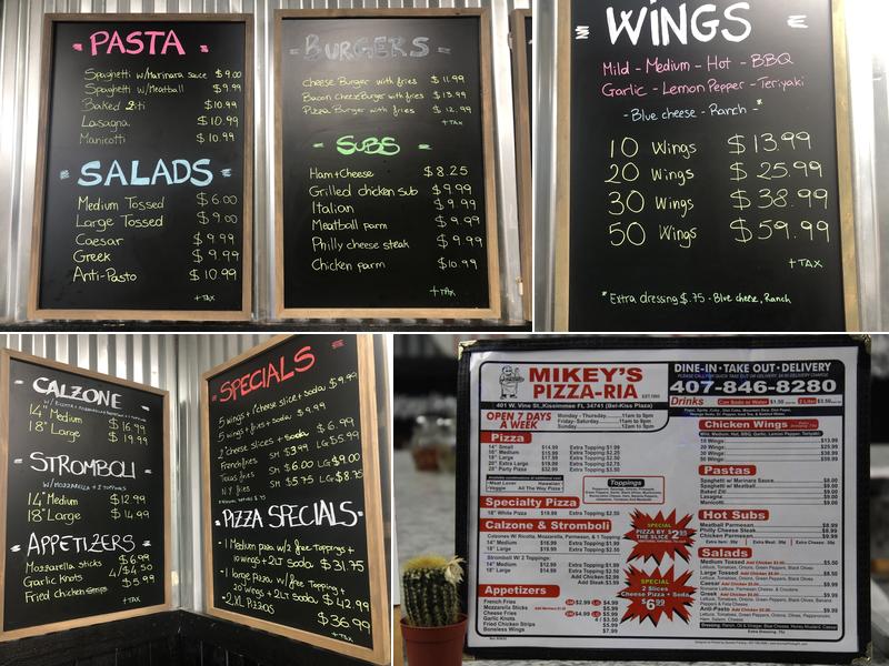 Mikey's Pizza-Ria Menu