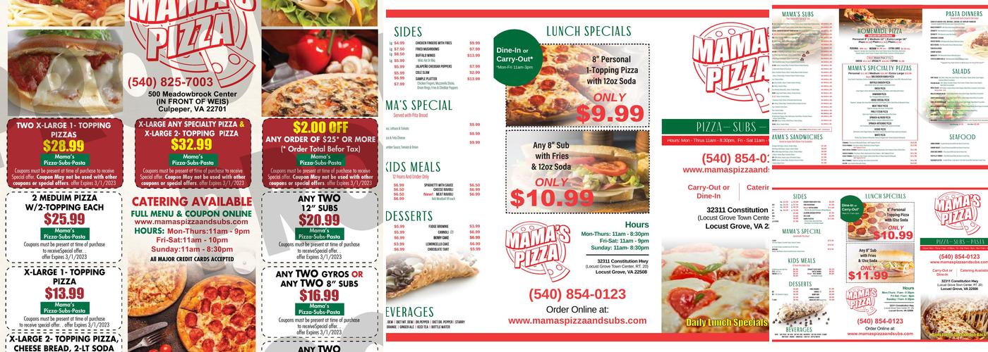 Mama's Pizza & Subs Menu