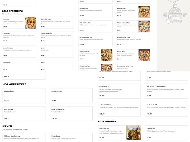 Sherman Way Grill & Pizza Restaurant Menu