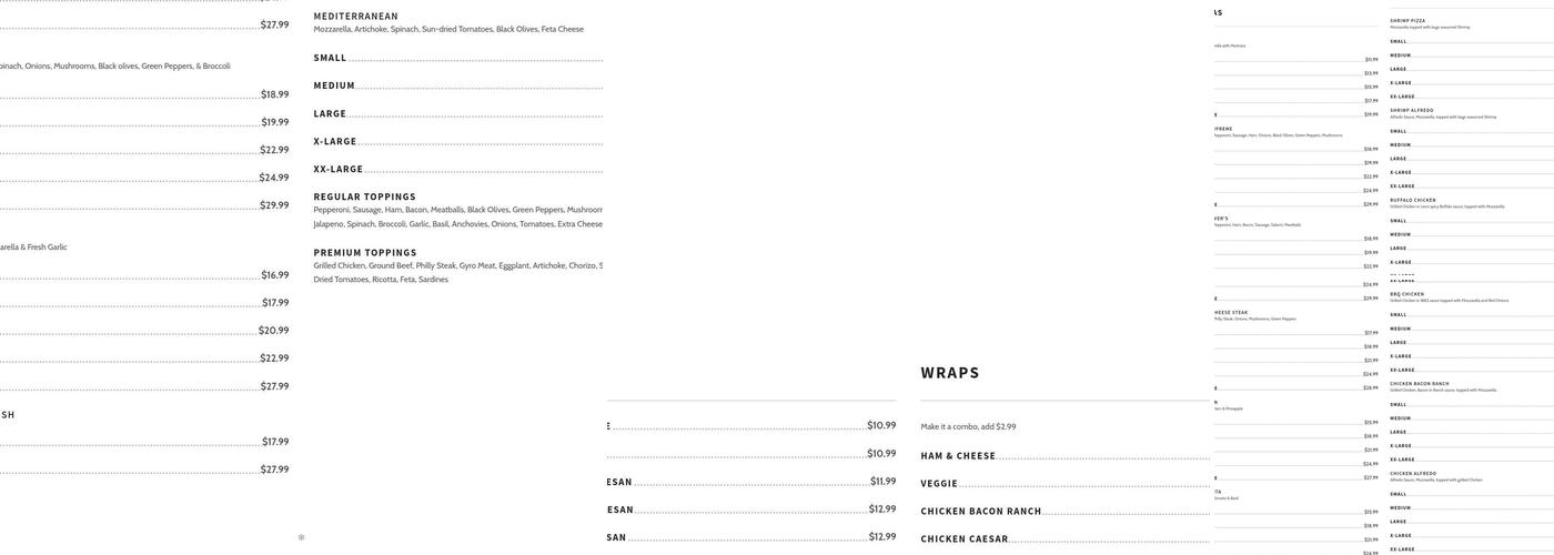 Leo's Pizza Subs & More Menu