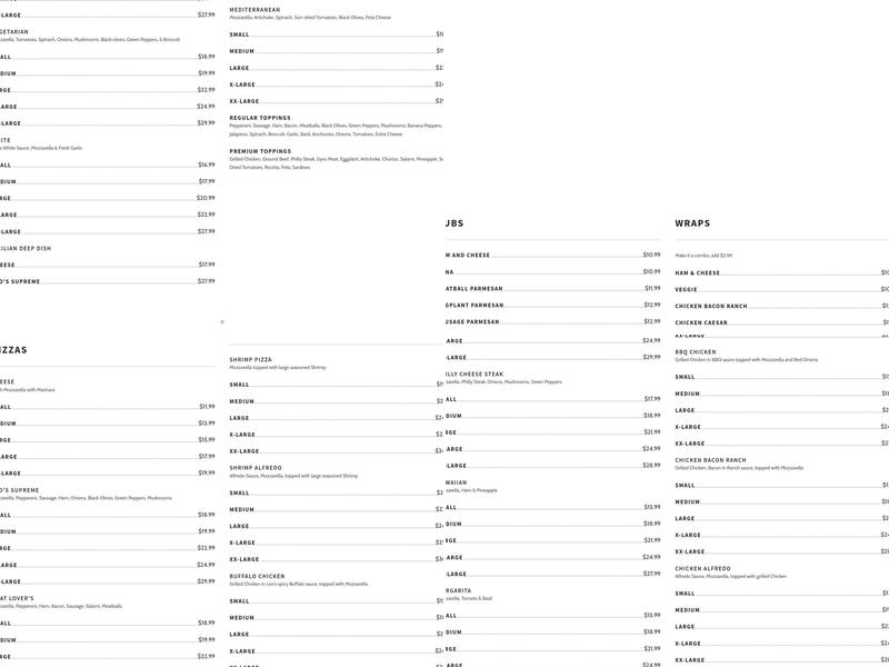 Leo's Pizza Subs & More Menu