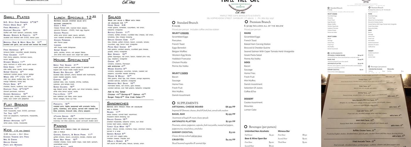 Maple Tree Cafe Menu