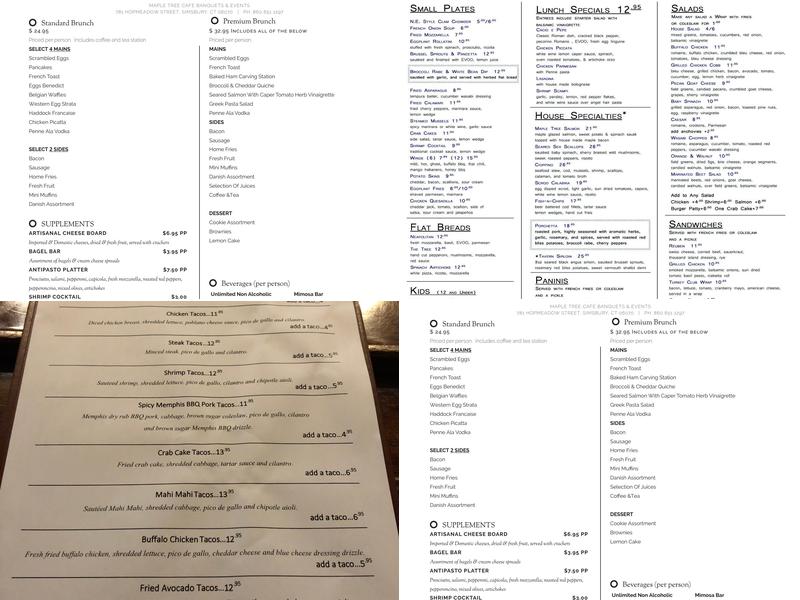 Maple Tree Cafe Menu