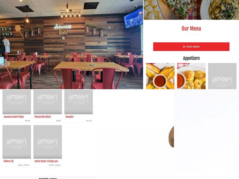 Anthony's Pizza Menu