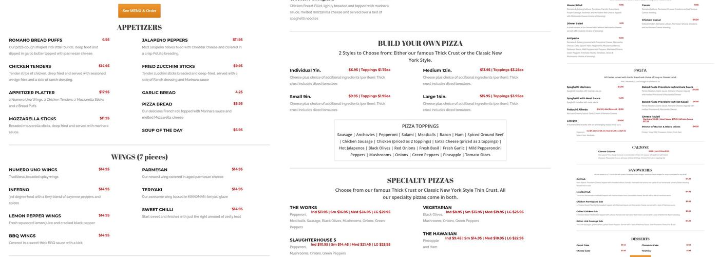 Numero Uno Pizza | North Hollywood Menu