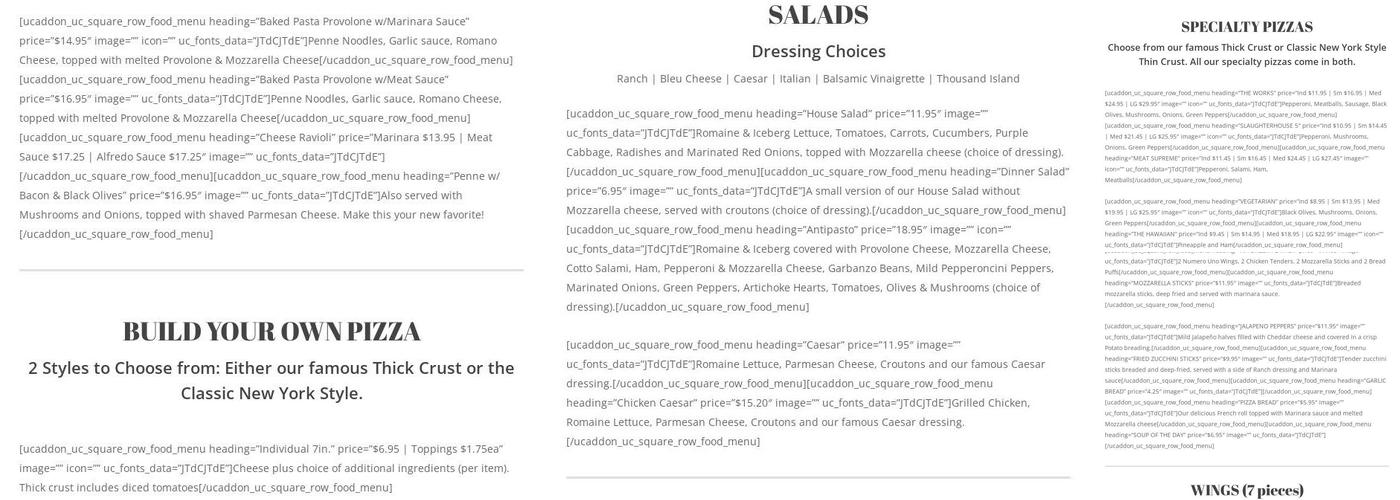 Numero Uno Pizza | North Hollywood Menu