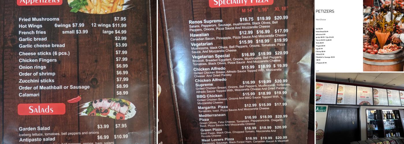 Reno's Pizzeria & Restaurant Menu