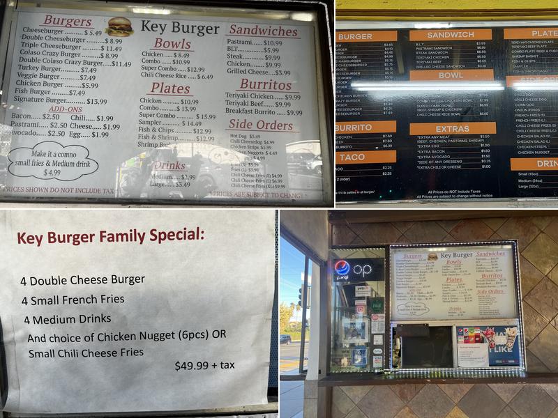 Key Burgers Menu
